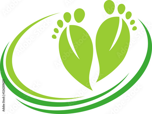 Zwei Füße. Blätter, Fußpflege, Fußmassage, Logo
