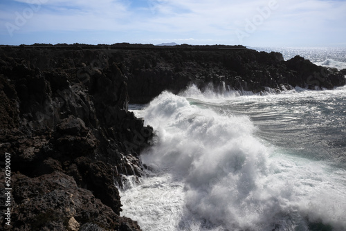 Lava coastline and Atlantic Ocean, Lanzarote