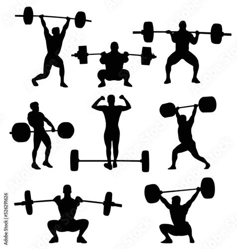 weightlifting silhouettes - vector artwork
