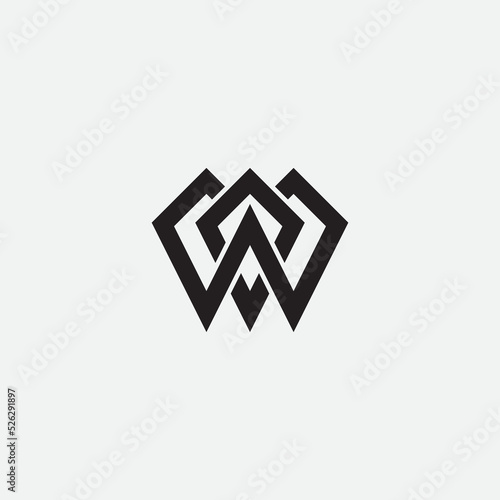 AW letter monogram logo template.