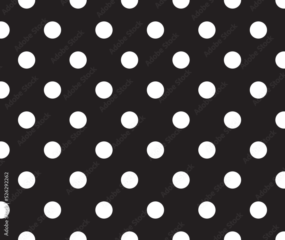White peas on a black background. Semaless pattern with white circles. Polka dots White peas on a black background. Semaless pattern with white circles. Polka dots