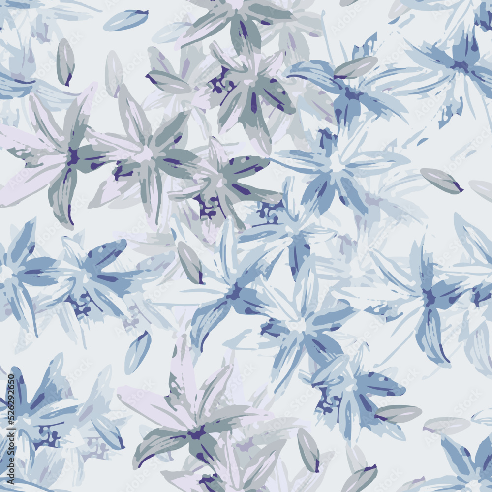 seamless light blue flowers pattern background , greeting card or fabric