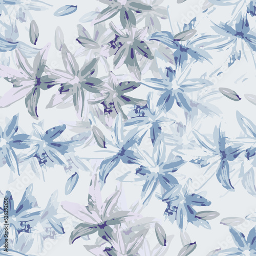 Obraz na płótnie seamless light blue flowers pattern background , greeting card or fabric w salonie