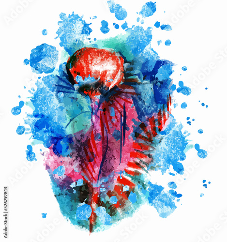 Pictorial abstraction. The drawing is colored with wax crayons. To decorate a post or text. Heart, emotions