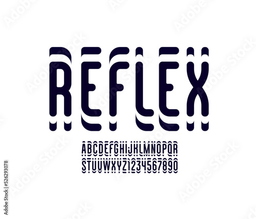 Narrow font, rounded condensed alphabet, modern letters and numbers, vector illustration 10EPS