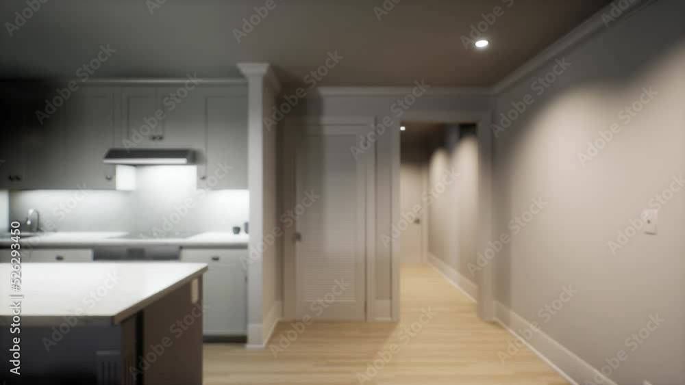 3D visualization animation of the kitchen interior. 3D visualization animation of the kitchen interior.