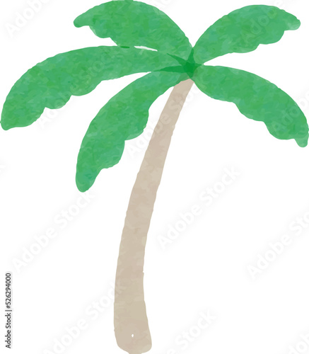 ヤシの木　水彩風　手描きイラスト