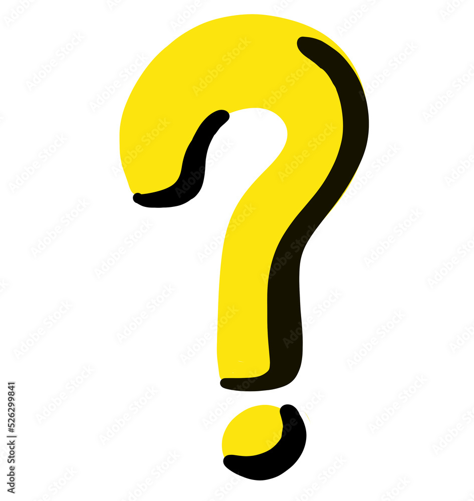 Question mark yellow doodle symbol icon hand drawn illustration Question mark yellow doodle symbol icon hand drawn illustration
