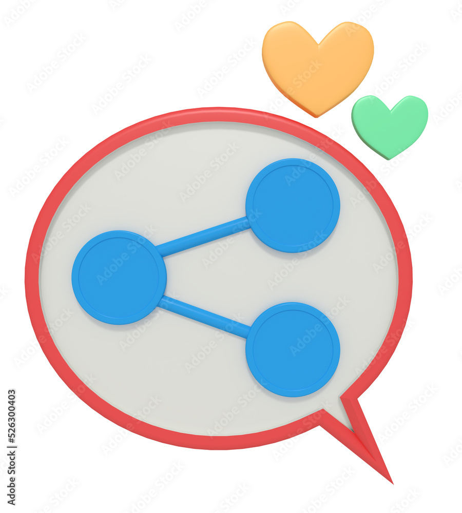 3d icon of sharing on social media 3d icon of sharing on social media