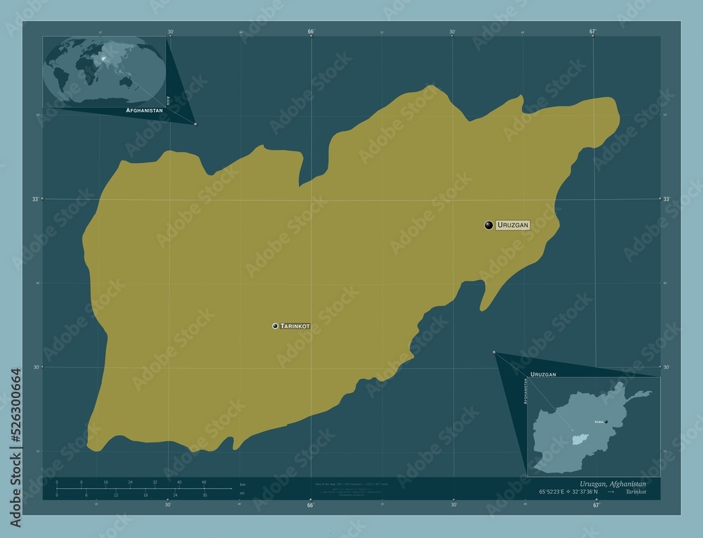 Uruzgan, Afghanistan. Solid. Labelled points of cities Uruzgan, Afghanistan. Solid. Labelled points of cities