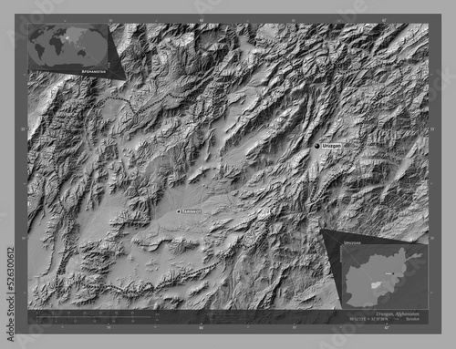 Uruzgan, Afghanistan. Bilevel. Labelled points of cities photo