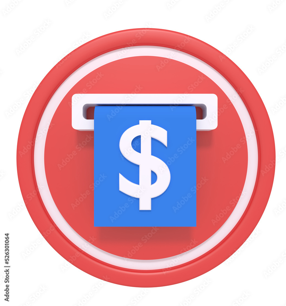 3d rendering of withdrawal icon 3d rendering of withdrawal icon