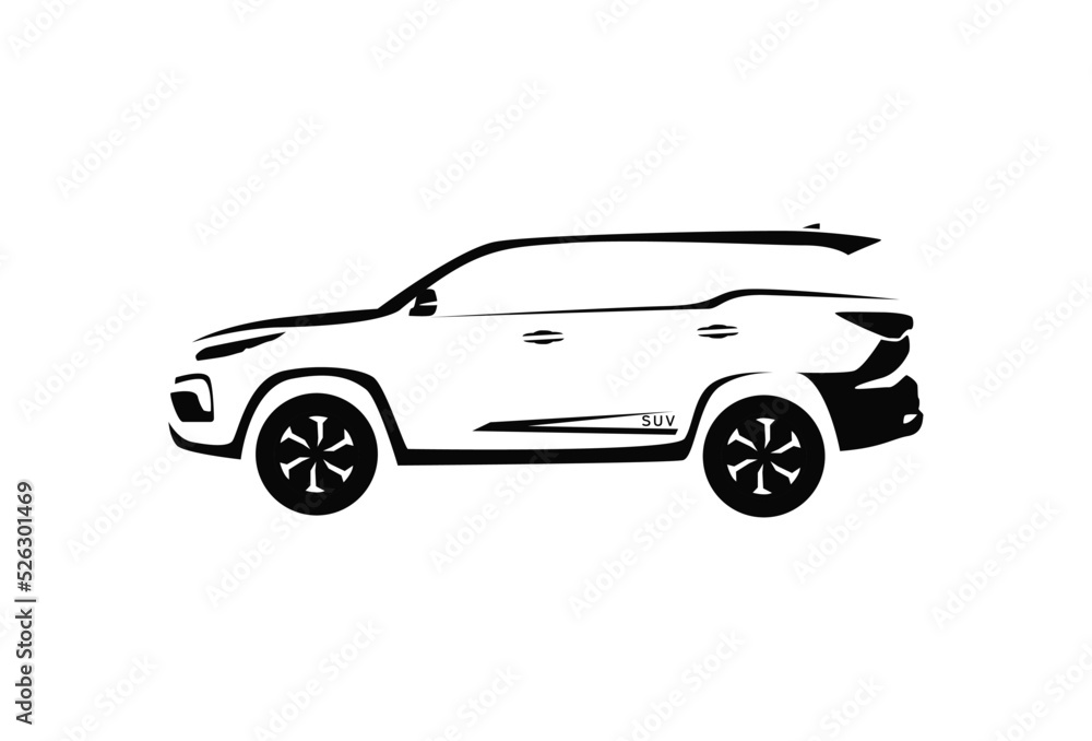 Illustration Vector graphic of Modern SUV car silhouette vector fit for Automotive Logo Element element etc.