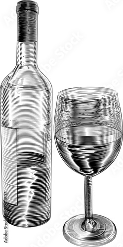 Vintage woodcut wine bottle...