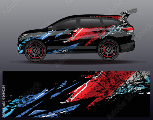 Car wrap decal design vector  for advertising or custom livery photo
