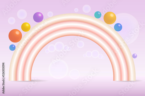 Colorful children's background in pastel colors. Empty space for your design. 3d image.