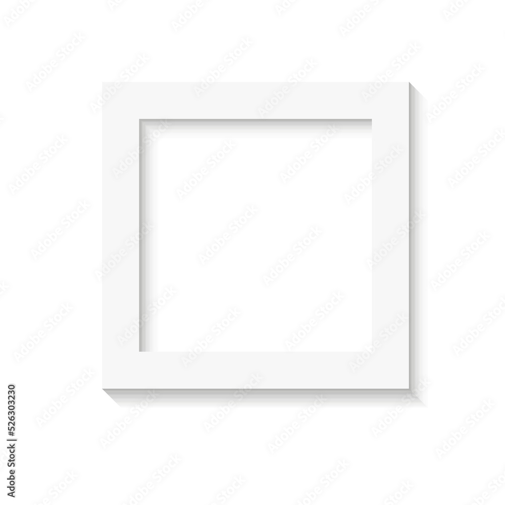 White empty photo or picture frame with shades isolated on white background. Vector illustration. Wall decor. Square photo frame White empty photo or picture frame with shades isolated on white background. Vector illustration. Wall decor. Square photo frame