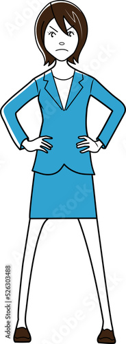 腰に手を当て抵抗するビジネスウーマン