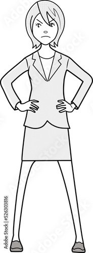 腰に手を当て抵抗するビジネスウーマン