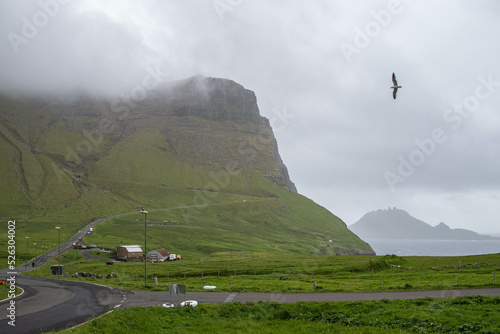 Die Strasse nach Gásadalur, Insel Vágar, Färöer Inseln photo