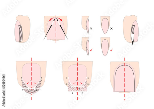 Nails manicure instruction with illustrations and details.