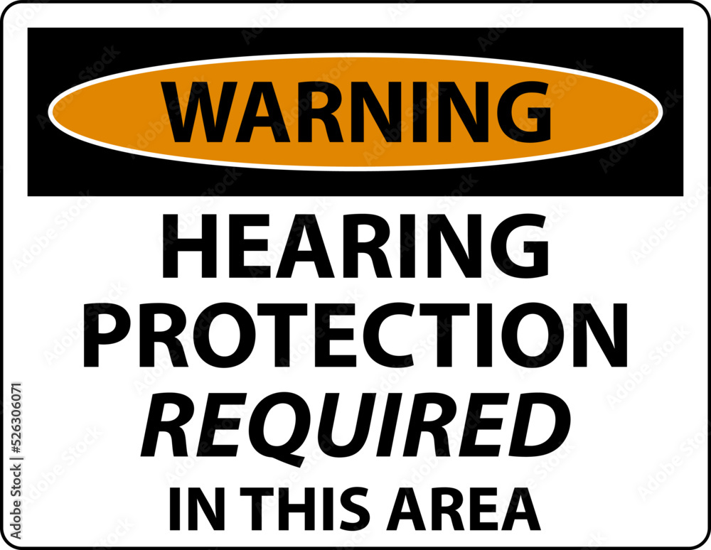 Warning Hearing Protection Required Sign On White Background