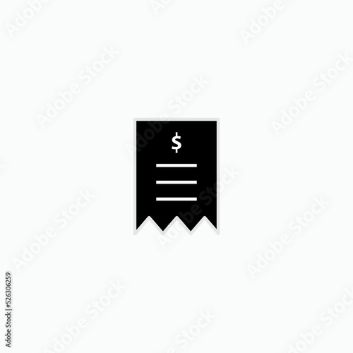 Receipt Slip Print Out Icon – Vector. Presented in Glyph Style