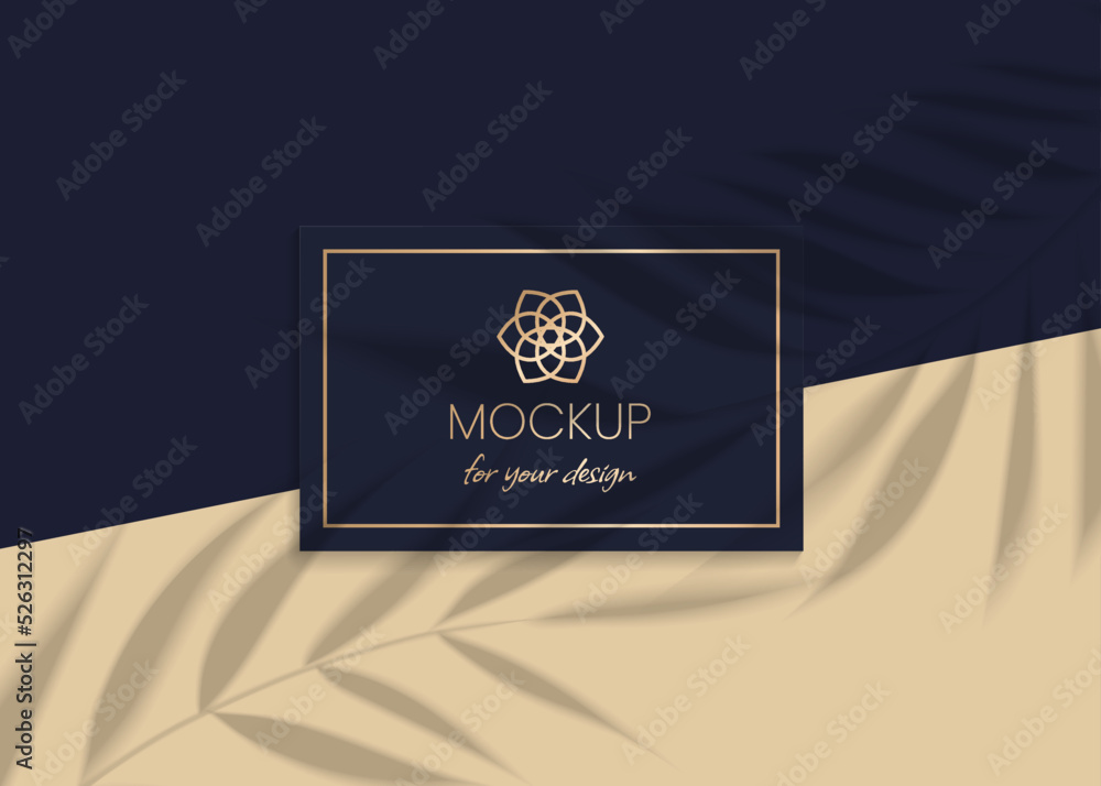 Plant shadow overlay vector mockup horizontal business card two sides ...