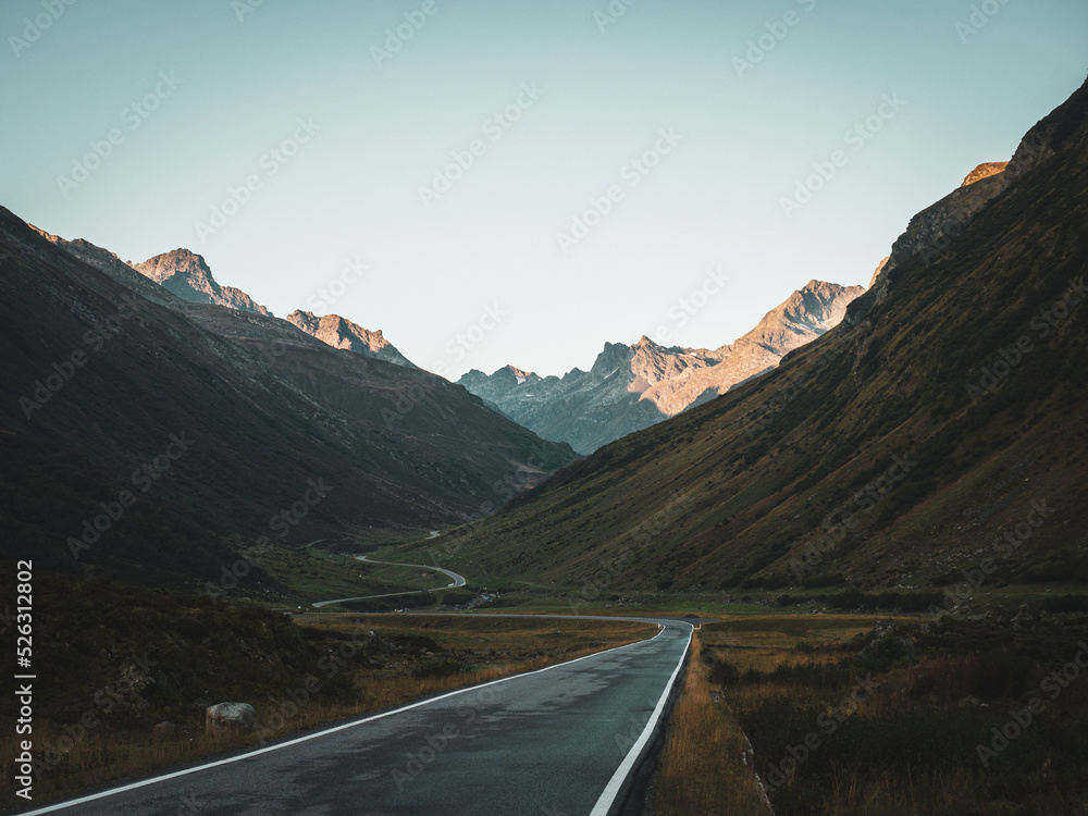 road in mountains in the morning road in mountains in the morning