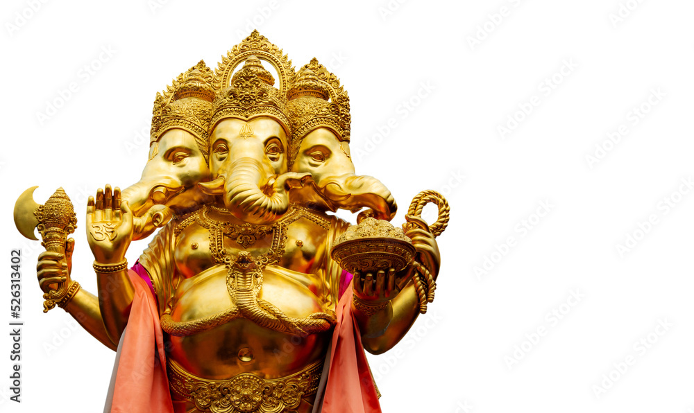 Fototapeta premium Golden Ganesha has old power in religious sites that are separated from the latter