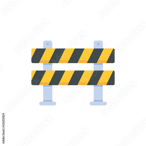 Safety barriers, road repair lines, construction warning signs