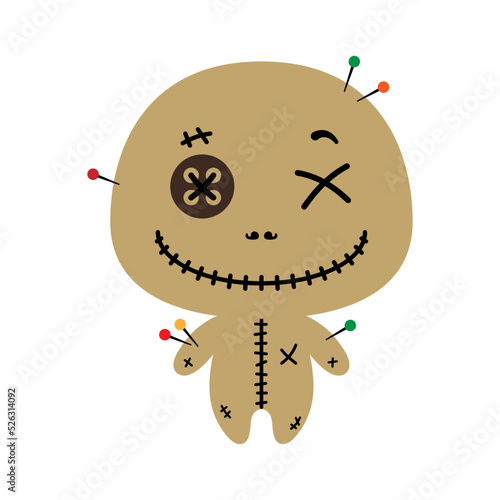 Cute voodoo doll. Flat style. Vector illustration.