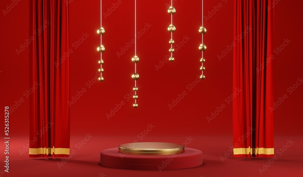 3D rendering of blank product background for cream cosmetics Modern red podium background 3D rendering of blank product background for cream cosmetics Modern red podium background