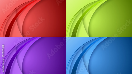 Set of banner design template abstract curved shapes overlapping layer background paper cut style