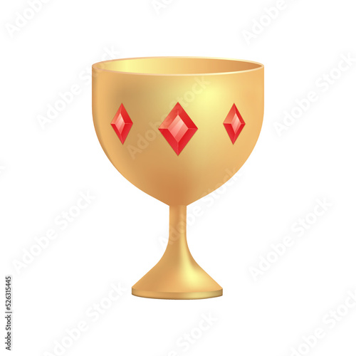 Cartoon cup for king or queen, royal  Monarch grail goblet. Treasure, game assets, gold, monarchy medieval emperor symbol, vector
