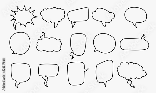 Collection of speech bubbles with outline style