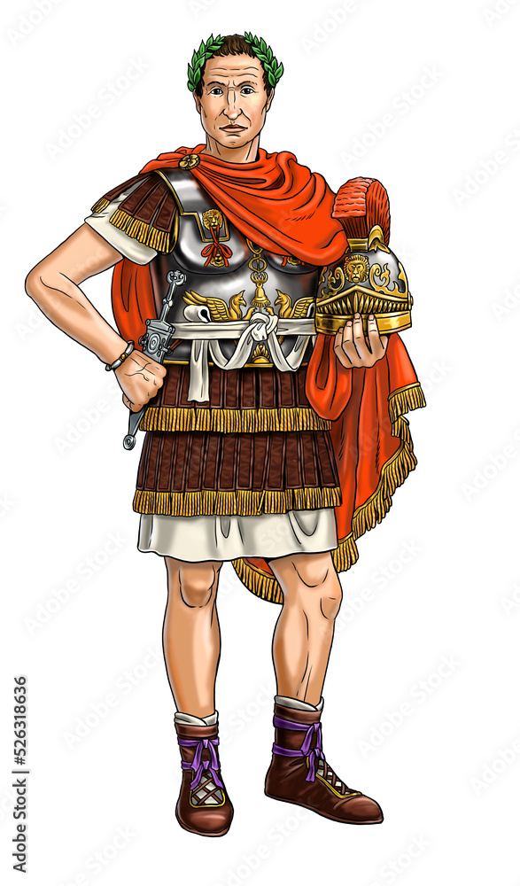 Roman Emperor Gaius Julius Caesar. Drawing of roman general and statesman. Roman Emperor Gaius Julius Caesar. Drawing of roman general and statesman.