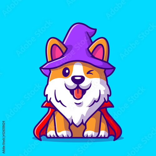 Cute Corgi Dog Wizard Cartoon Vector Icon Illustration. Animal
Holiday Icon Concept Isolated Premium Vector. Flat Cartoon
Style