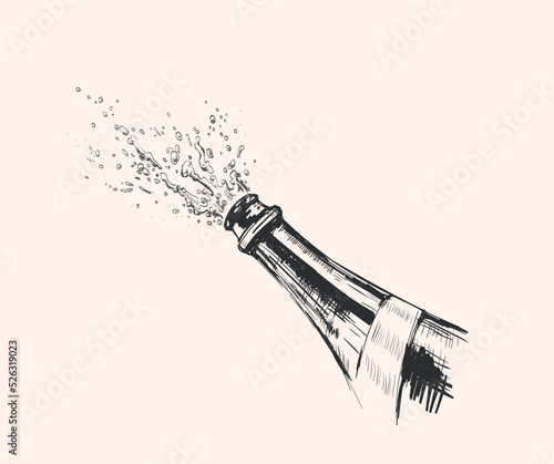 Hand drawn Illustration of Champagne explosion. Hand drawn Illustration of Champagne explosion.