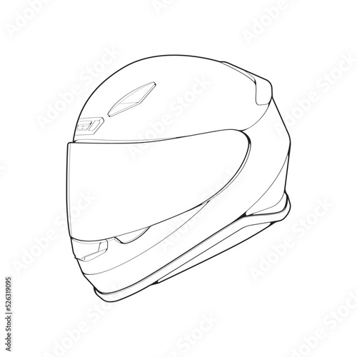 Template helmet full  face, line Art helmet Vector Illustration, Line art vector, helmet Vector
