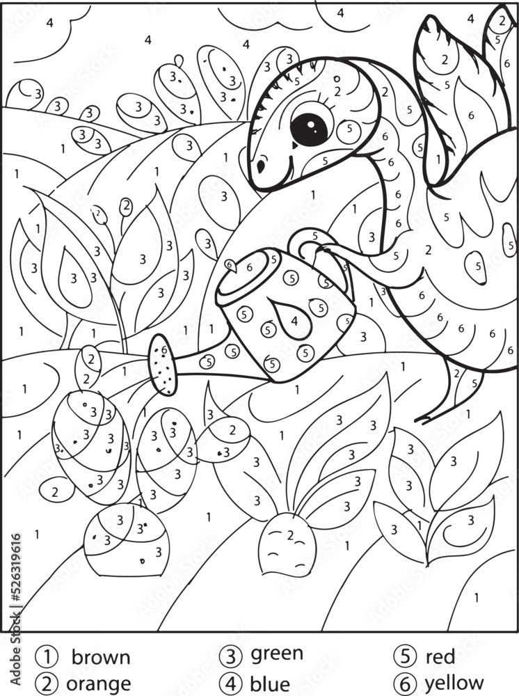 Dinosaur color by number coloring pages for adults Stock Vector | Adobe ...