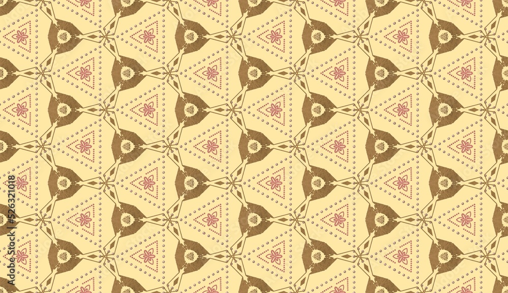 Abstract brown and yellow pattern. Abstract ethnic pattern. Geometric art texture. Design for decorating,background, wallpaper, illustration, fabric, clothing, batik, carpet, embroidery.
Abstract brown and yellow pattern. Abstract ethnic pattern. Geometric art texture. Design for decorating,background, wallpaper, illustration, fabric, clothing, batik, carpet, embroidery.