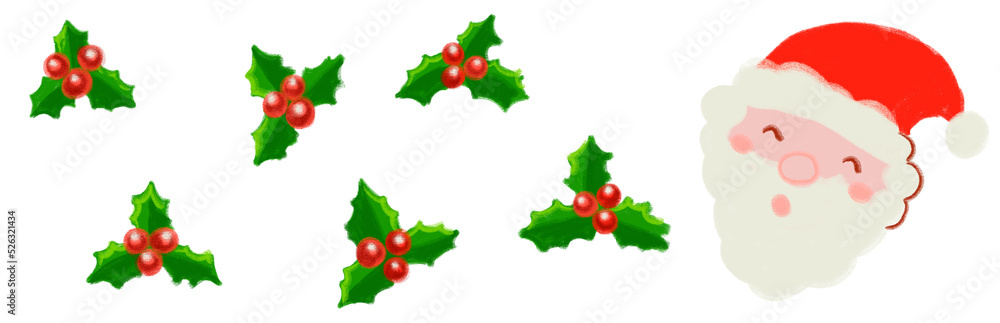 mistletoe and santa clause banner hand drawing illustration christmas mistletoe and santa clause banner hand drawing illustration christmas