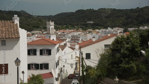 Town and whitewashed church in Ferreries from elevated position, Ferreries, Menorca, Balearic Islands photo