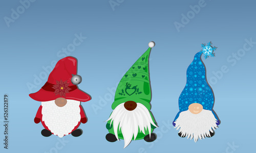 three diverse Christmas gnomes