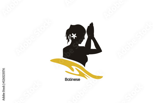 Illustration Vector graphic of Exotic spiritual woman bali girl culture silhouette with frangipani flower fit for Balinese Culture element etc.