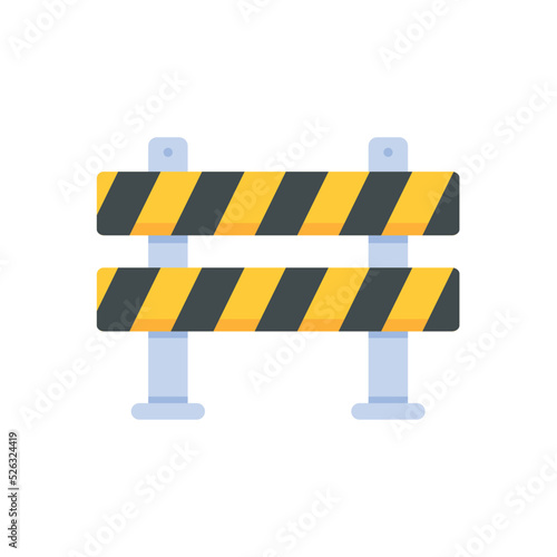 Safety barriers, road repair lines, construction warning signs