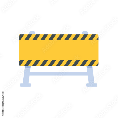 Safety barriers, road repair lines, construction warning signs