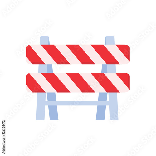 Safety barriers, road repair lines, construction warning signs