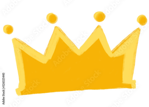 Golden shiny crown with jewel cartoon illustration hand drawing king quuen royal symbol